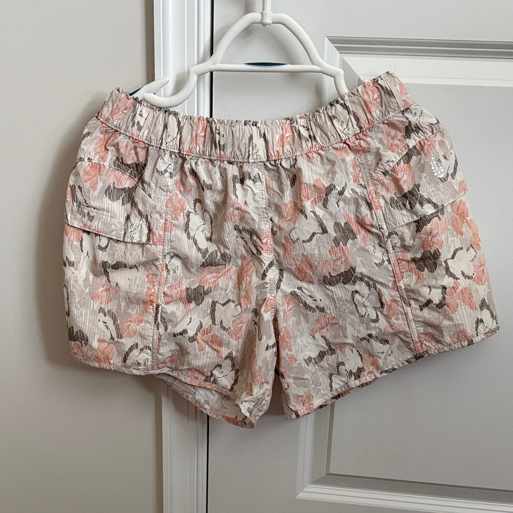 FP Movement by Free People Coral & Taupe Print Athletic Pull-On Shorts